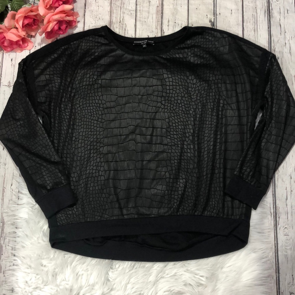 COPY - Generation Love Croc Faux Leather Sweatshirt